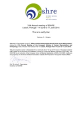 Сертификат ESHRE'15 Сертификат ESHRE'15